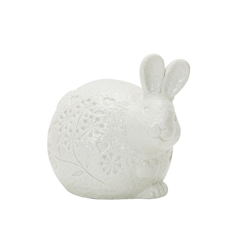 Nórdico abstracto pascua adorable conejo decoración animal blanco minimalista cerámica hogar al por mayor transfronterizo