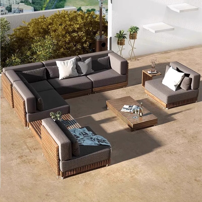 Nordic Leisure Solid Wood Sofa Homestay Hotel Nordic Creative Outdoor Table and Chair Villa Courtyard Waterproof Sunscreen Furniture Nordic Leisure Solid Wood Sofa Homestay Hotel Nordic Creative Outdoor Table and Chair Villa Courtyard Waterproof Sunscreen Furniture