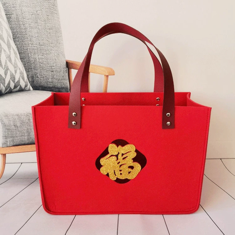 Forestelling Word Shopping Bag Hollow Blessing Blessing Troubled Paper Wedding Canton Canton Wine Gift Bag