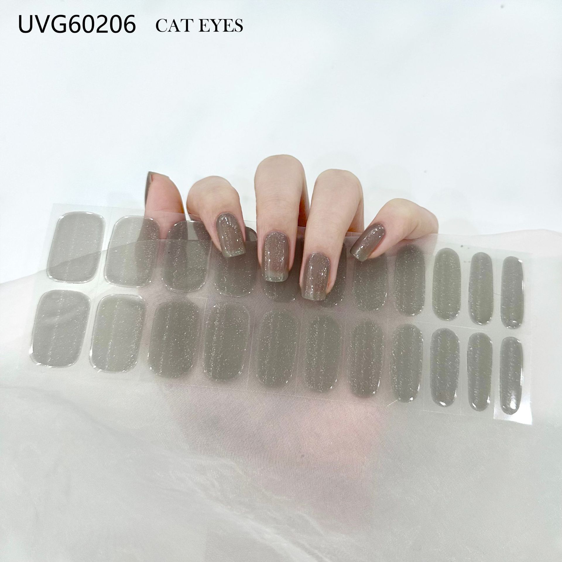 Pegatinas de uñas de gel UV transparentes efecto hielo, semicuradas, con lámina dorada, fototerapia, efecto película de aceite