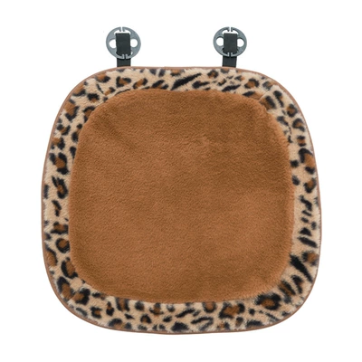 Autumn and Winter Car Seat Cushion, Plush and Thickened for Warmth, High-End Car Seat Cover with Leopard Print Decoration for Cross-Border Use (Seat cushion, seat cover) - rabbit-fur-leopard-print-edge-brown-cushion-front-row