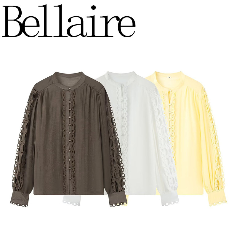 Za Foreign Trade Wholesale European and American Style French Women's Fashion Versatile Elegant Lace-Trimmed Shirt Top 1303736