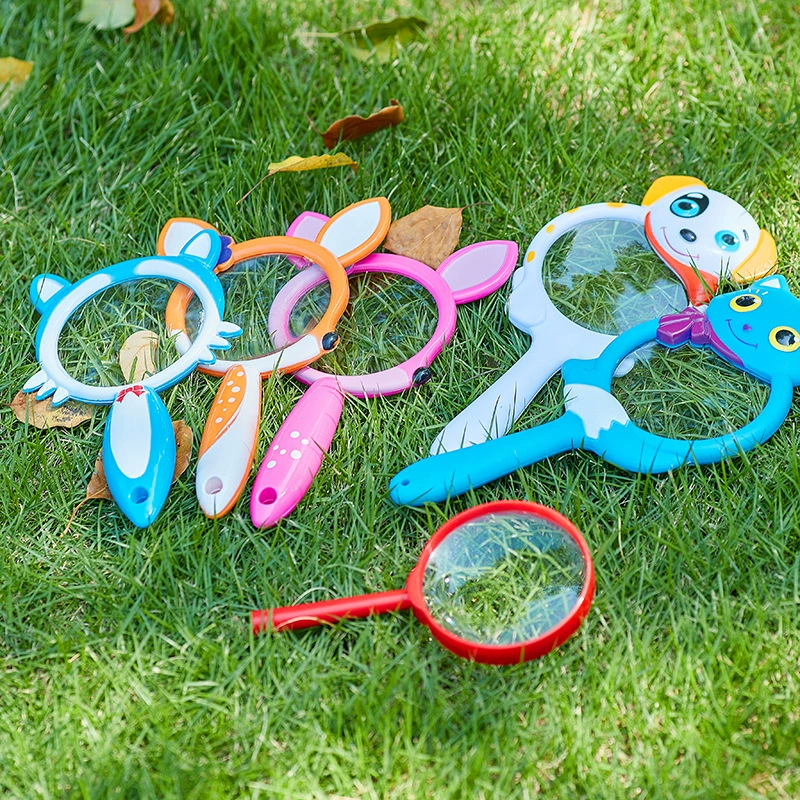 Заводская мультяшная цветная детская Лупа портативная HD пластиковая 3 раза милая игрушка с увеличительным стеклом в виде животных оптом