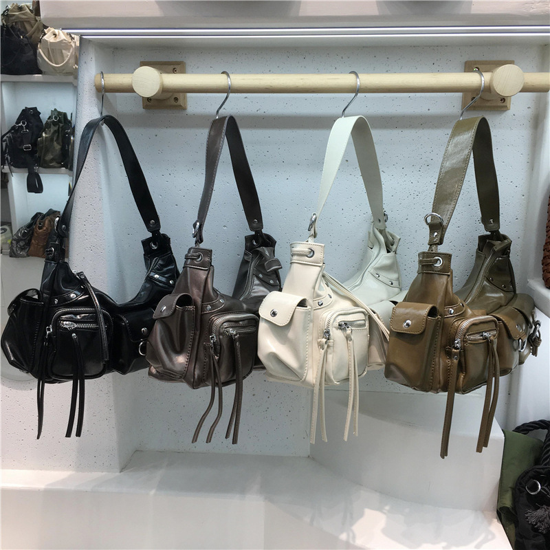 Small Bag 2024 New Model Women's Underarm Bag, Biker Bag with Multiple Pockets, Studded Tote Bag, Shoulder Crossbody Bag Small Bag 2024 New Model Women's Underarm Bag, Biker Bag with Multiple Pockets, Studded Tote Bag, Shoulder Crossbody Bag