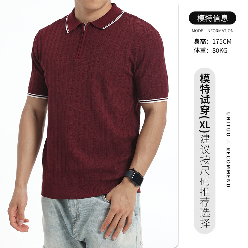 Camisas de polo de hielo de alta calidad con cremallera, camisetas de polo de hombre de manga corta, negocios casuales, camisetas de cuello para hombres