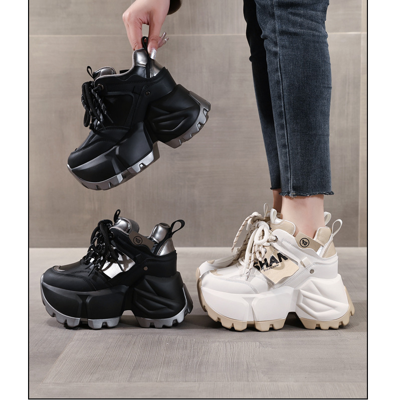 Giày sneaker chunky nữ đế dày độn cao thời trang — Màu đen chi tiết 20