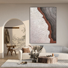 中古风客厅背景墙装饰画走廊挂画厚肌理抽象画大幅落地玫瑰与海