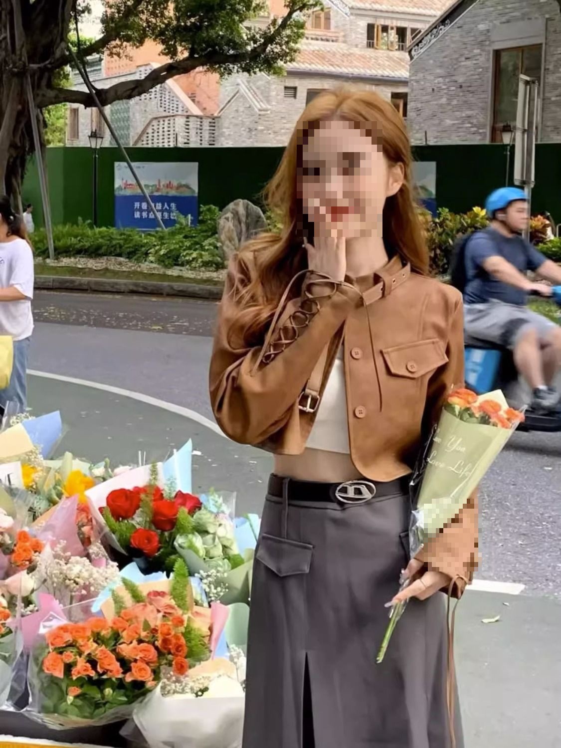 Vintage Sweet Cool Style Short Leather Jacket for Women, New Spring Korean Version Slim Fit Versatile Motorcycle Lace-Up Leather Jacket Trend