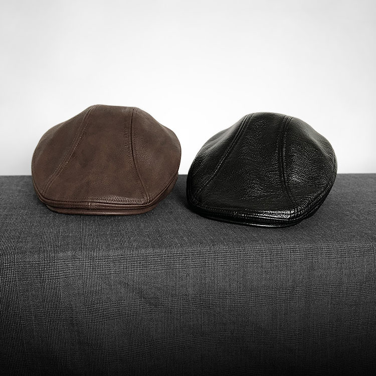 High-end leather duckbill hat, versatile and stylish, perfect for shopping women, beanie hat for men, casual flat-top hat, retro British forward hat
