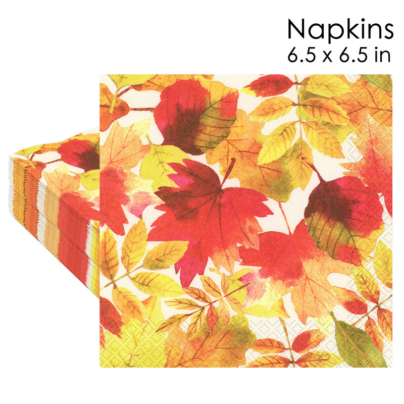 Jiuyi Launches New In-Stock Autumn Maple Leaf Watercolor Full-Cover Maple Leaf Pattern Thanksgiving Wedding Disposable Square Napkins