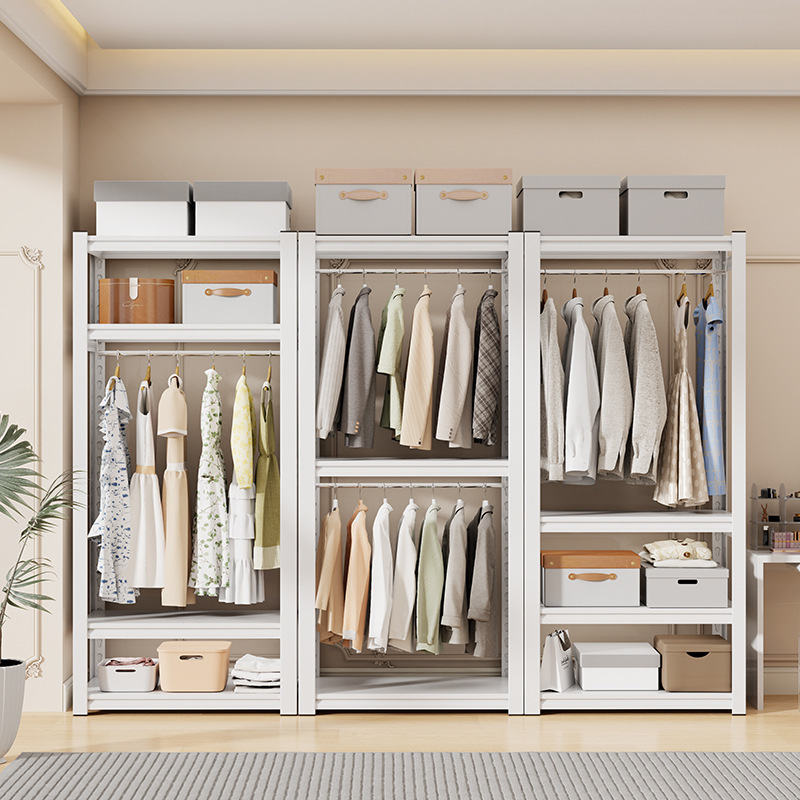 Simple Wardrobe Multi-Layer Rental Wrought Iron Bedroom Home Assembly Rack Floor-Standing Clothes Hanger Storage Shelf