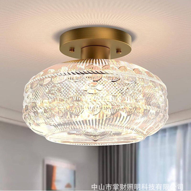 LED Semi-Recessed Ceiling Light Vintage Kitchen Fixtures Glass Modern Lighting Corridor Bedroom Porch Chandelier