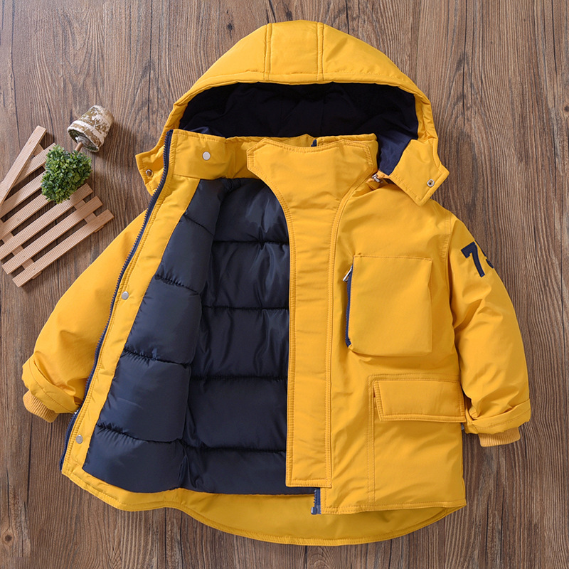 Boys' Thickened Hooded down Cotton Jacket for Deep Winter, Stylish Winter Cotton Coat for Older Children, Padded Cotton Jacket for Boys