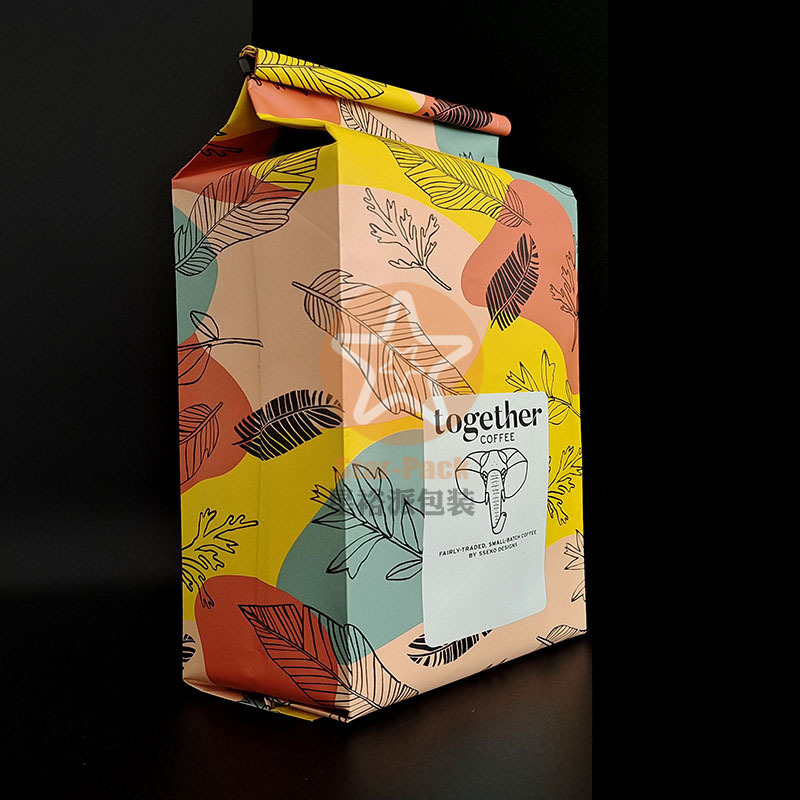 工厂长期定购1千克咖啡自封铝箔袋 2磅装精美镀铝卷边封口咖啡袋