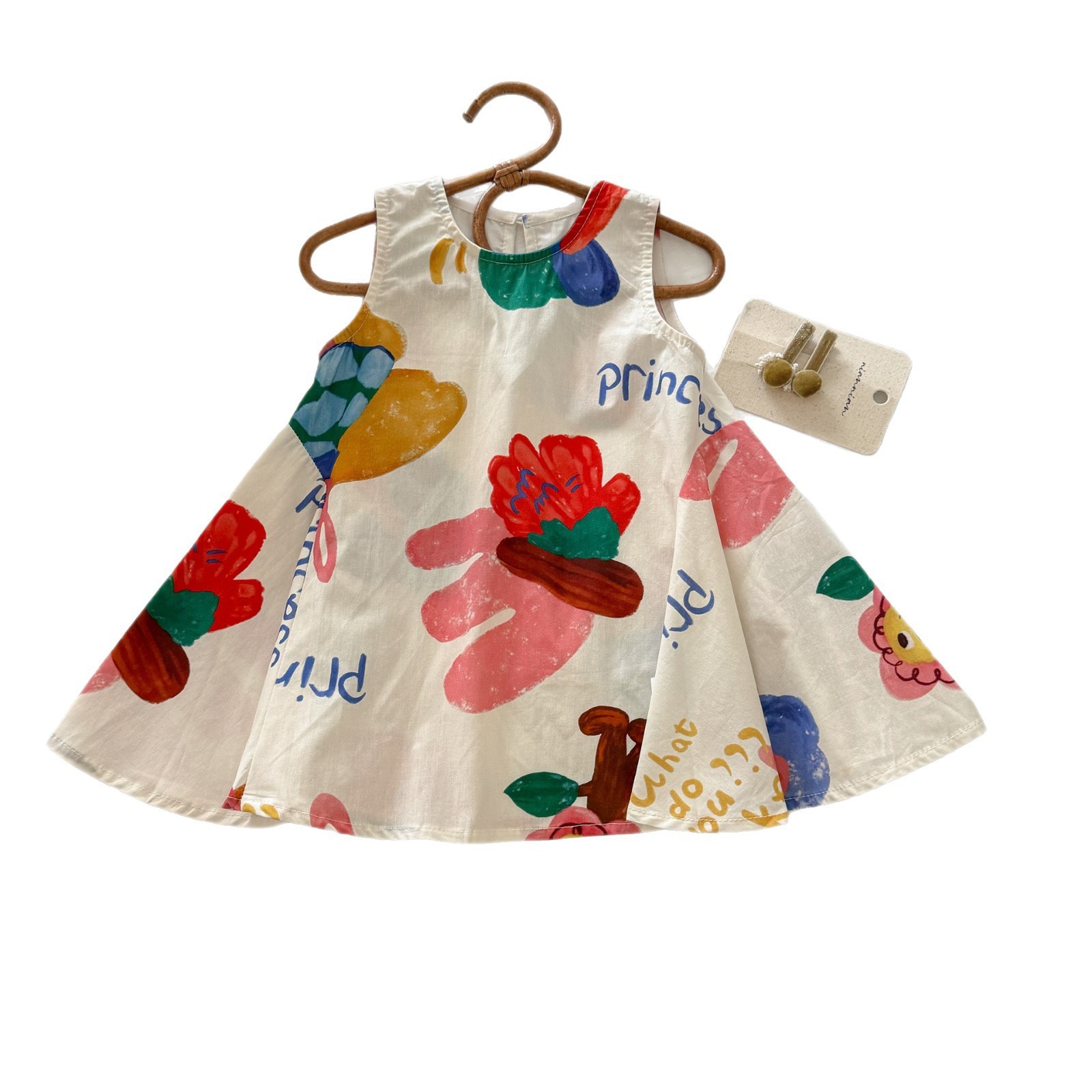 Vestido de siete niñas con limón salado, estampado de verano, tesoro femenino, verano, nuevo estilo, falda del tesoro femenino sin mangas, ropa infantil, verano