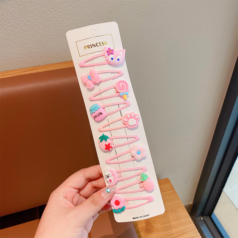 Clip de cabello auténtico para niños, clip de cabello rotos para chicas, clip de cabello no dañado, tarjeta de cabello de fresa, cartón de dibujos animados, clip de cabello lateral para bebés.