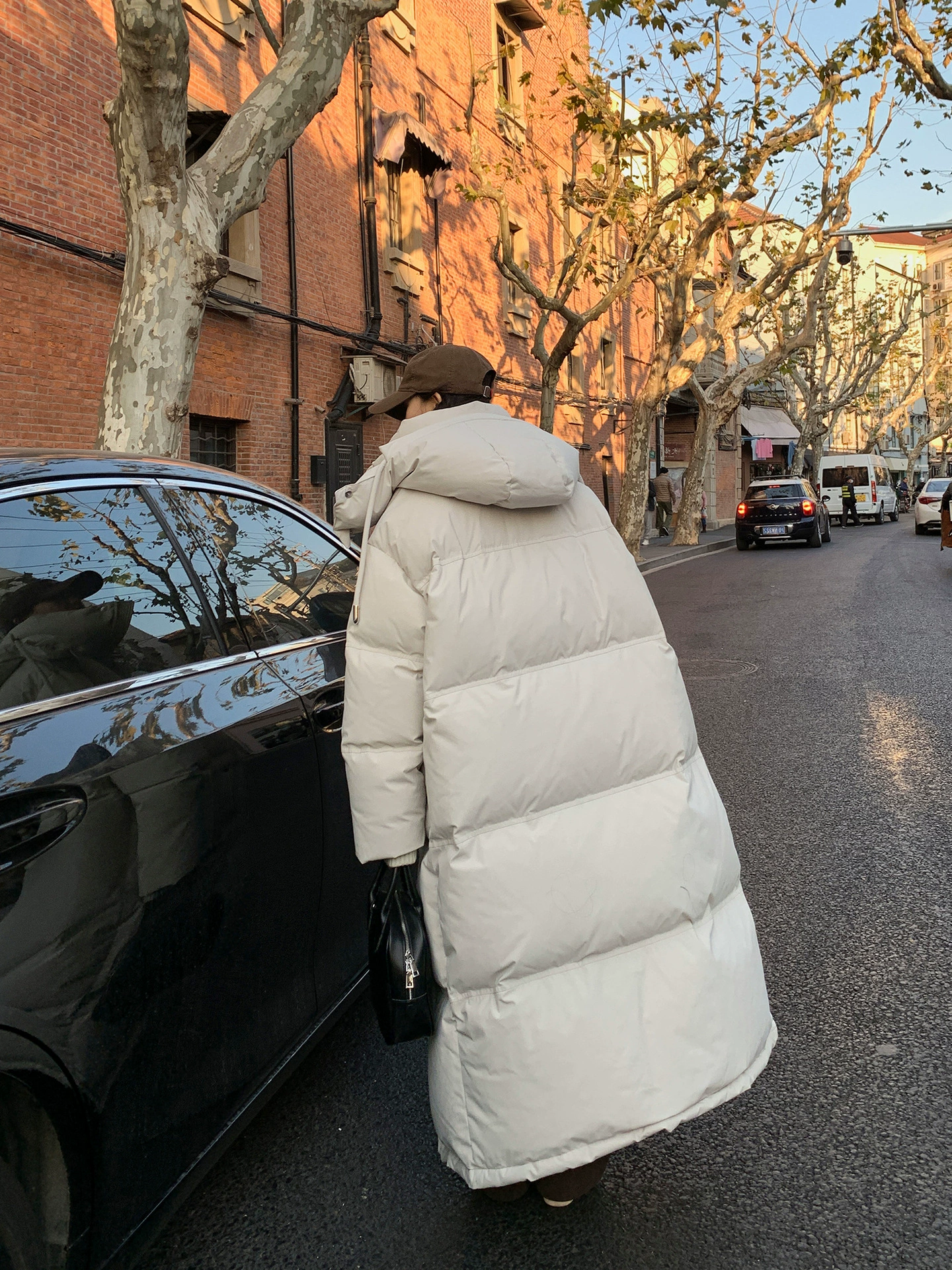  Velvet extra-long warm down jacket, duck down