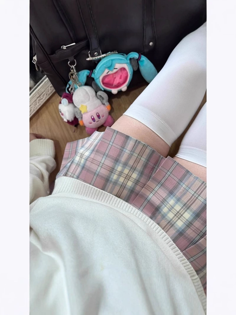 Плиссированная юбка (Sakura Nai Harushi) 39 см, клетка, короткая JK, бант опционально, XS–XXL