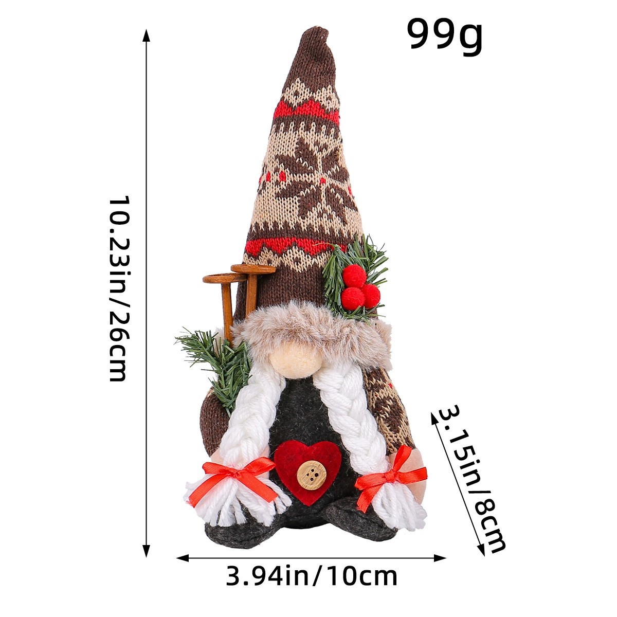 Navidad de punto gorra de nieve muñeca adornos creativos muñeca muñeca muñeca sin cara adornos