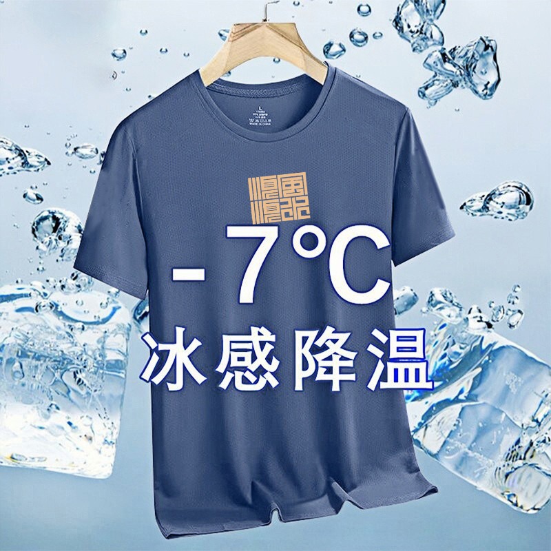 Cheap Clearance Men's Summer Ice Silk Short-Sleeve T-Shirt, Loose Fit, Quick-Dry, Cool and Thin Top