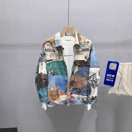 新款春秋季日系潮牌灯芯绒长袖衬衫男士宽松百搭休闲夹克外套