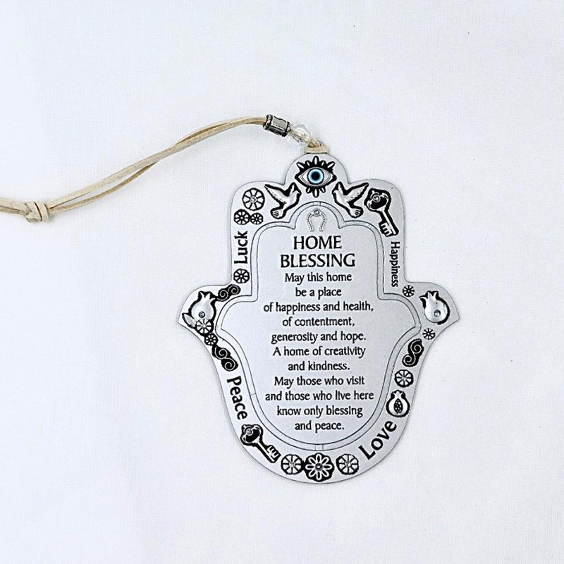 Hand of Fatima Family Prayer Ornament Evil Eye Hamsa Hand English Blessing Car and Home Amulet