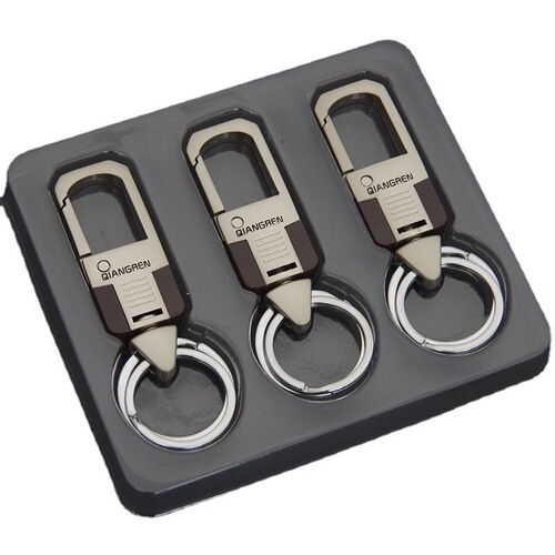 Strongman keychain car key ring for men and women creative texture metal pendant double ring men's exquisite gift