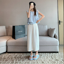 欧美跨境白色牛仔裙女士2024年新款设计开叉时尚高腰显瘦半身裙