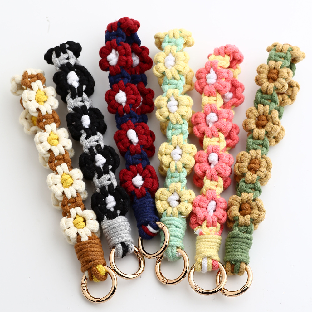 30g Weight Bag Pendant, Keychain Classification 1 Piece Quantity Daily Occasion Cotton Material Flower Pattern Knitting Design Cute Style 1 Piece Cute Flower Cotton Knitting Bag Pendant Keychain 14