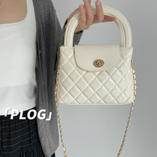 菱格小香风水桶绣花包小众简约韩国新品质感链条淑女风小方包包女