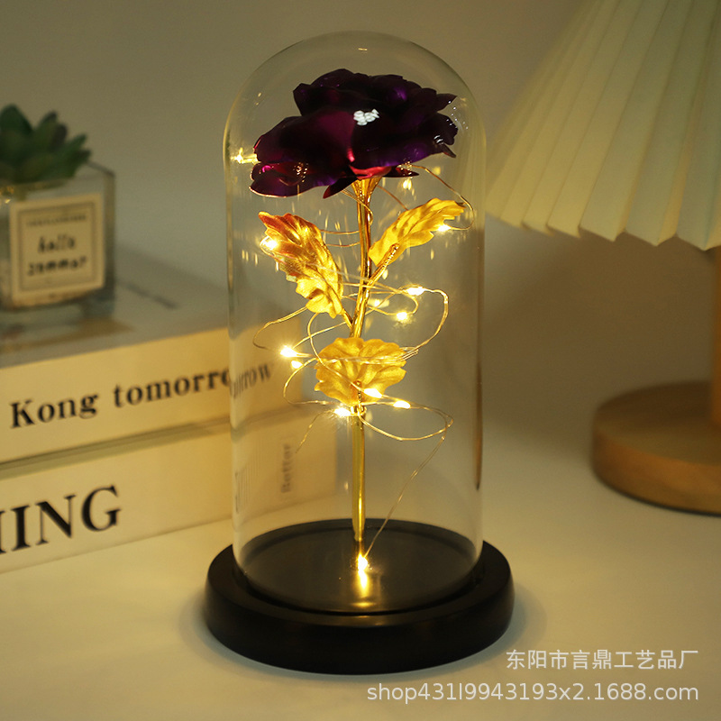 520 simulated LED light glass lampshade rose gold foil flower decoration birthday gift Amazon dropshipping one piece