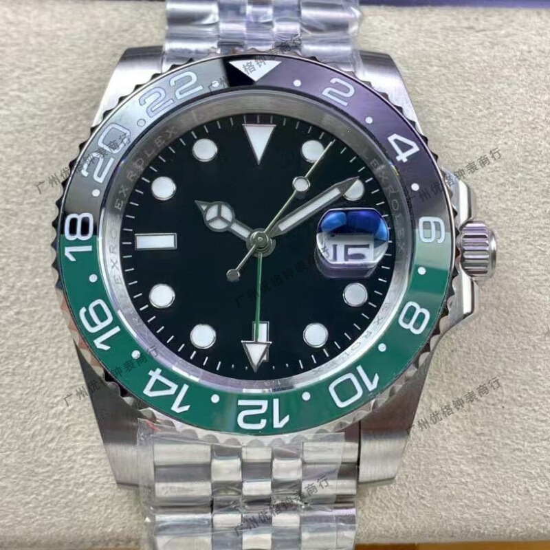 Laojia Greenwich Series Gmt Coke Ring, Leather Egg Ring, Sprite Ring 40mm Automatic Mechanical Men's Watch Laojia Greenwich Series Gmt Coke Ring, Leather Egg Ring, Sprite Ring 40mm Automatic Mechanical Men's Watch