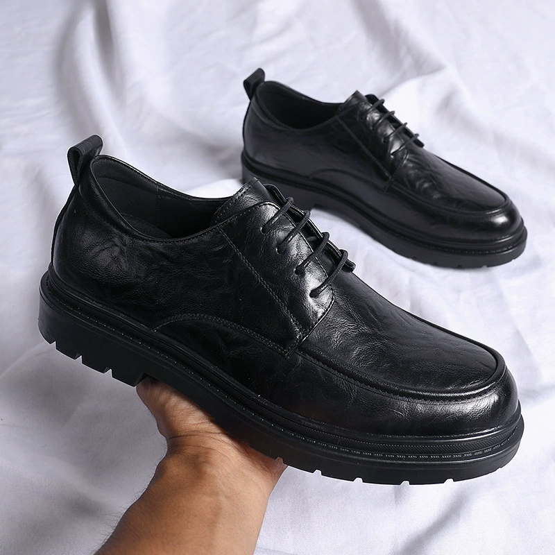 Men's classic suit jacket for leather shoes English style, breathable grabber platform for leisure, footwear, wedding shoes, genuine leather, British style