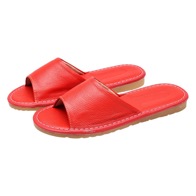 Haining Genuine Leather Slippers Home Summer Household Non-Slip Pure Leather Home Cowhide Non-Stinky Feet Full Leather Slippers