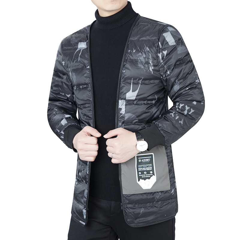 Abajo Chaqueta corta de invierno de los hombres de mediana edad slim fit engrosada abrigo de los hombres papá invierno chaqueta de los hombres con capucha