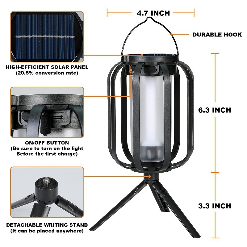 Linterna solar de llama para camping y decoración de jardín_voghion.com