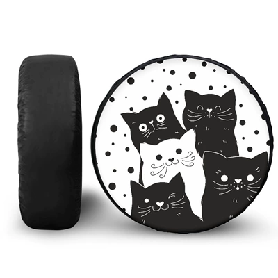 full-width customized middle hole car: Spare wheel cover - 14in-pu-space-leather-material-drawing