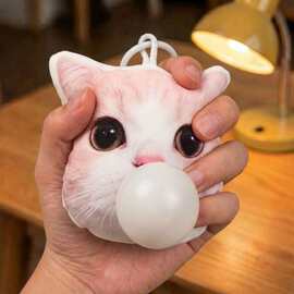 猫咪吐泡泡钥匙扣diy钥匙扣定制照片抱枕礼物书包小挂件宠物玩偶