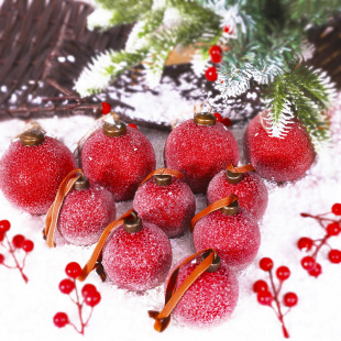 2025 Cross-Border New Textured Christmas Ball Cream Ball Christmas Tree Decoration Hanging Ornament 6cm 8cm Round Ball