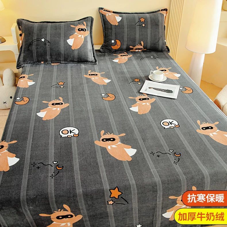 Invierno leche de lana de coral sábanas de lana de una sola pieza brida de manta de peluche dormitorio una sola persona gruesa manta de peluche cálida