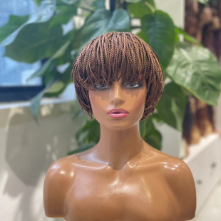 Foreign Trade Cross-Border Three-Strand Braided Short Hair Mushroom Head Dreadlock Headgear Box Braid Wigs Female Wig Xuchang Wig