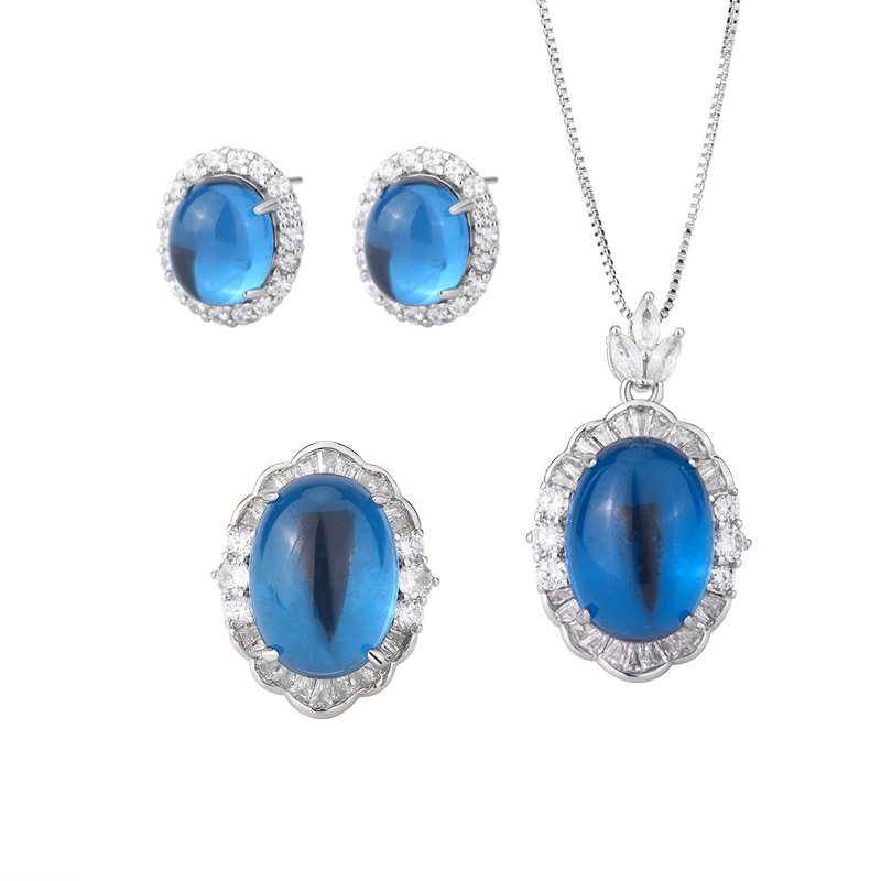 Zhuang Sheng joyería plantación de hielo fluorescente denier paloma sangre azul cristal puntiagudo cara llana Jade colgante traje 13*18-10*12