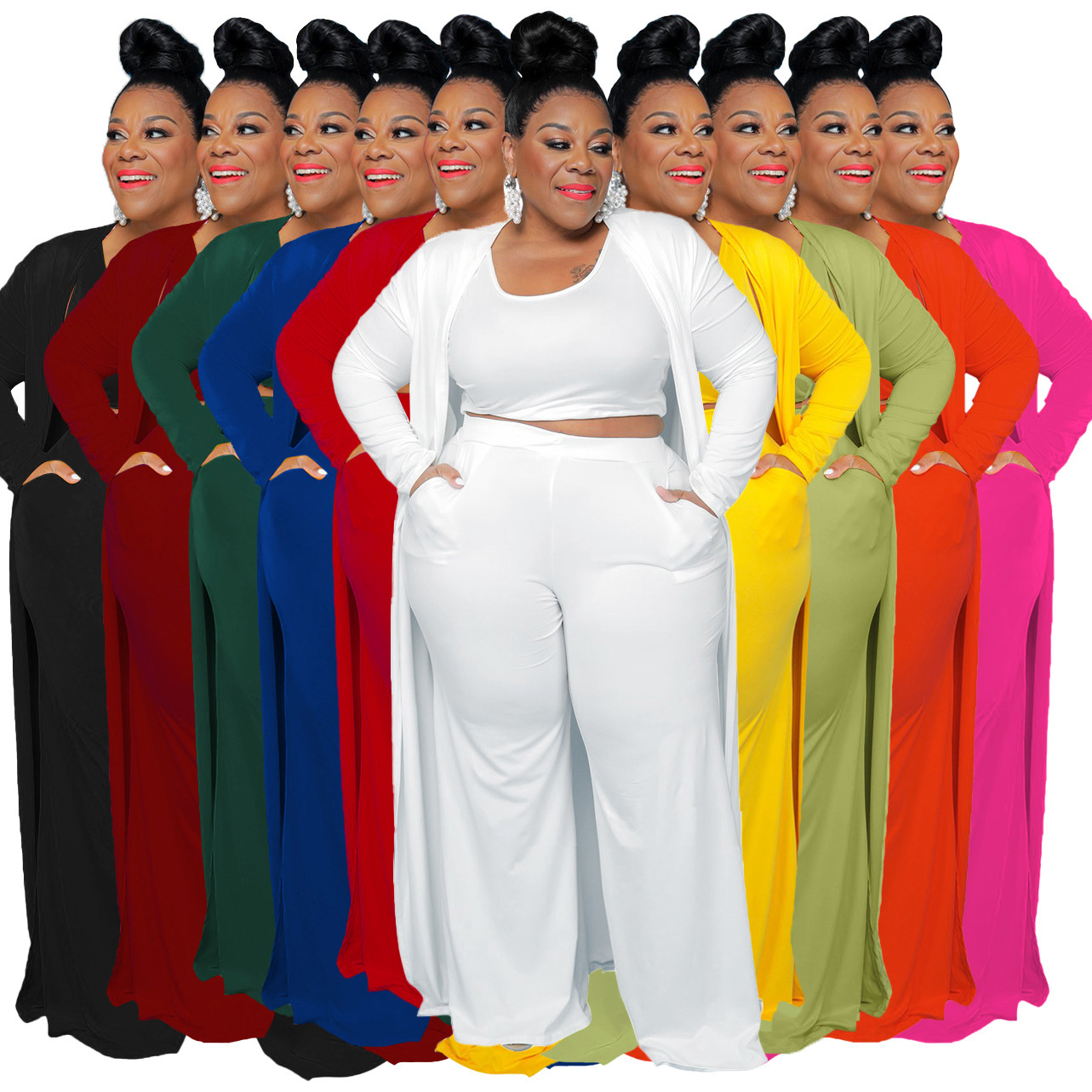 2021 Autumn/Winter European and American Women's Fashion Cross-Border E-Commerce Sports Loungewear Robe Jacket Three-Piece Set Lazy Style