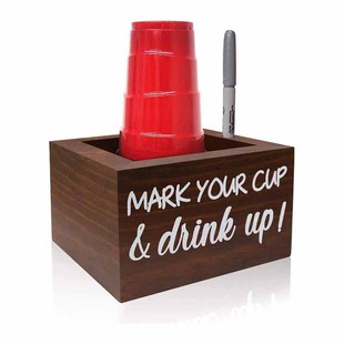 Customized Cross-Border Wooden Cup Storage Rack Desktop Bar Party Wooden Multi-Purpose Pen Holder Paper Cup Storage Box