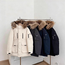 新款MLB羽绒服洋基队2代中长款防风大毛领男女派克外套加厚保暖