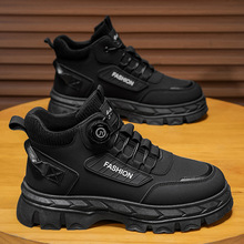 秋冬季男鞋新款高帮工装鞋子男士英伦风复古短靴厚底防滑马丁靴男