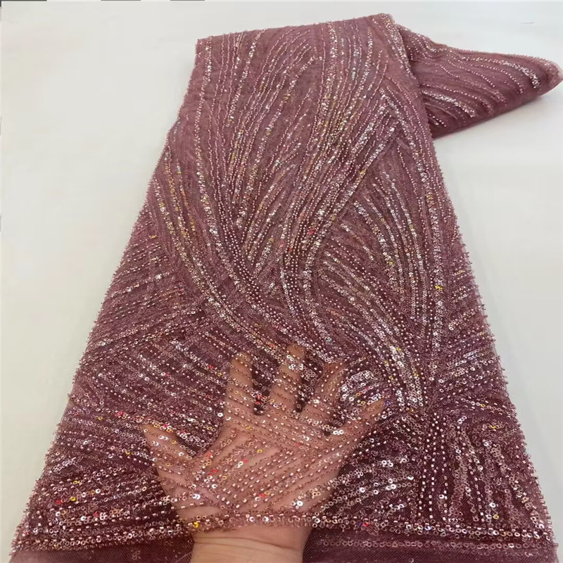 En stock tubo de cuentas bordado tela de encaje boda etapa desgaste vestido DIY tela de lentejuelas bordado tela de encaje image 10