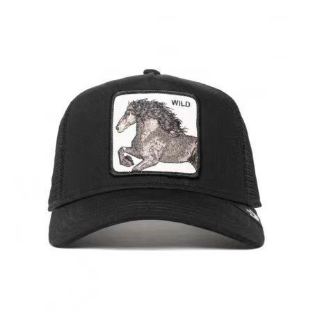 High-Grade Animal Embroidered Cap with Black Panther, Rooster, and Wolf Design