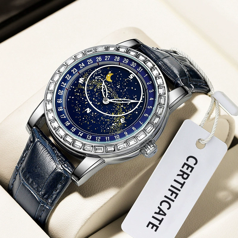 Новые знаменитые часы Blue Planet Golden Seton, автоматические механические часы, инкрустированные бриллиантами, водонепроницаемые мужские часы, мужские механические