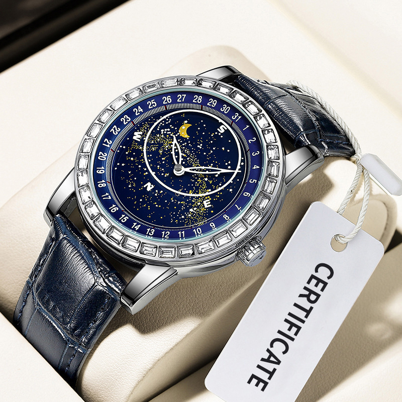 New Blue Planet Golden Seton Famous Watch High-end Diamond-encrusted Automatic Mechanical Watch Waterproof Men's Watch Men's Mechanical New Blue Planet Golden Seton Famous Watch High-end Diamond-encrusted Automatic Mechanical Watch Waterproof Men's Watch Men's Mechanical